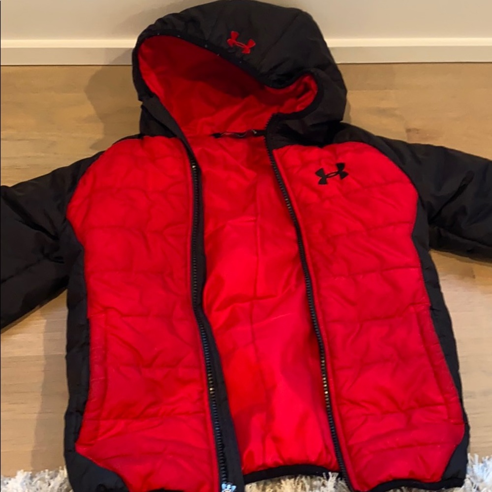 COPY - Boys 6 Under Armour Red black down coat ho…